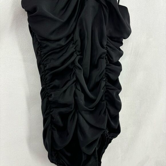 ZARA Women’s Medium Black Halter Ruching Bodysuit Tank Top One Piece - Picture 7 of 11